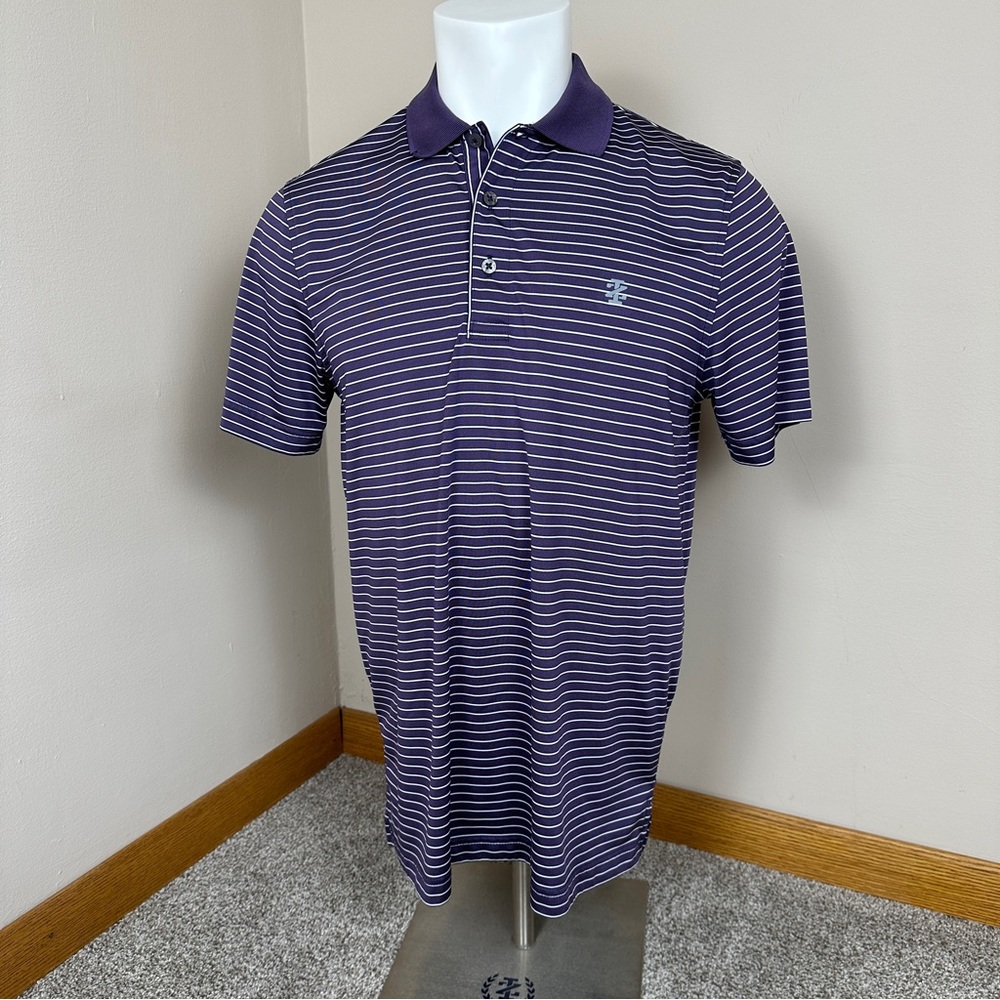 IZOD Golf Men's Polo Purple and White Striped Short Sleeve Shirt